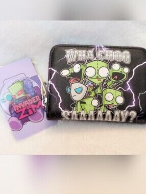 Loungefly NIP Invader Zim "Wha Choo Saaaaaay?" Black & Green Zip Wallet